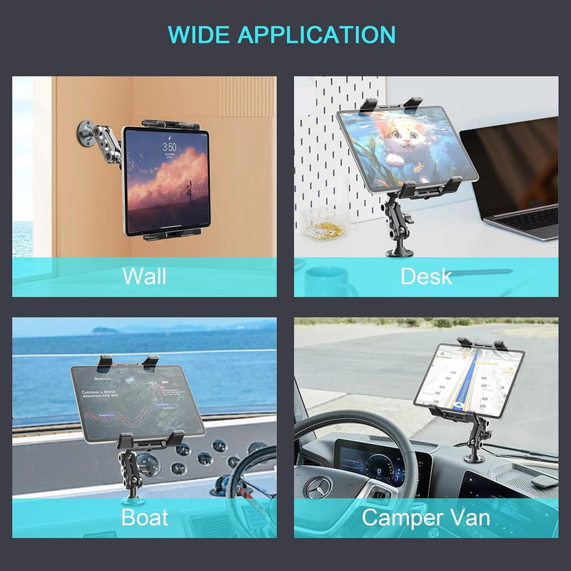 Tablet Mount for Truck Heavy Duty Drill Base Phone Holder for Car Dashboard Wall