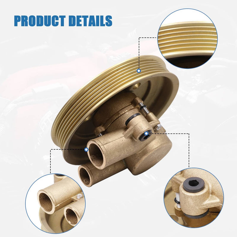 21212799 Raw Water Sea Pump for Volvo Penta 4.3L 5.0L 5.7L Replaces 3812519