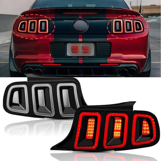 DURAFORCE Tail Lights Black Brake Lamps for Ford Mustang 2010-2014 Full LED Sequential