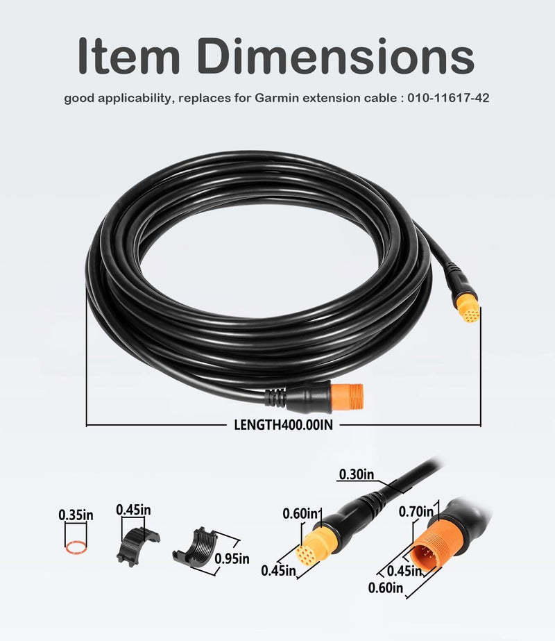 010-11617-42 Transducer Extension Cable for Garmin XID Xdcr 30ft 12-Pin