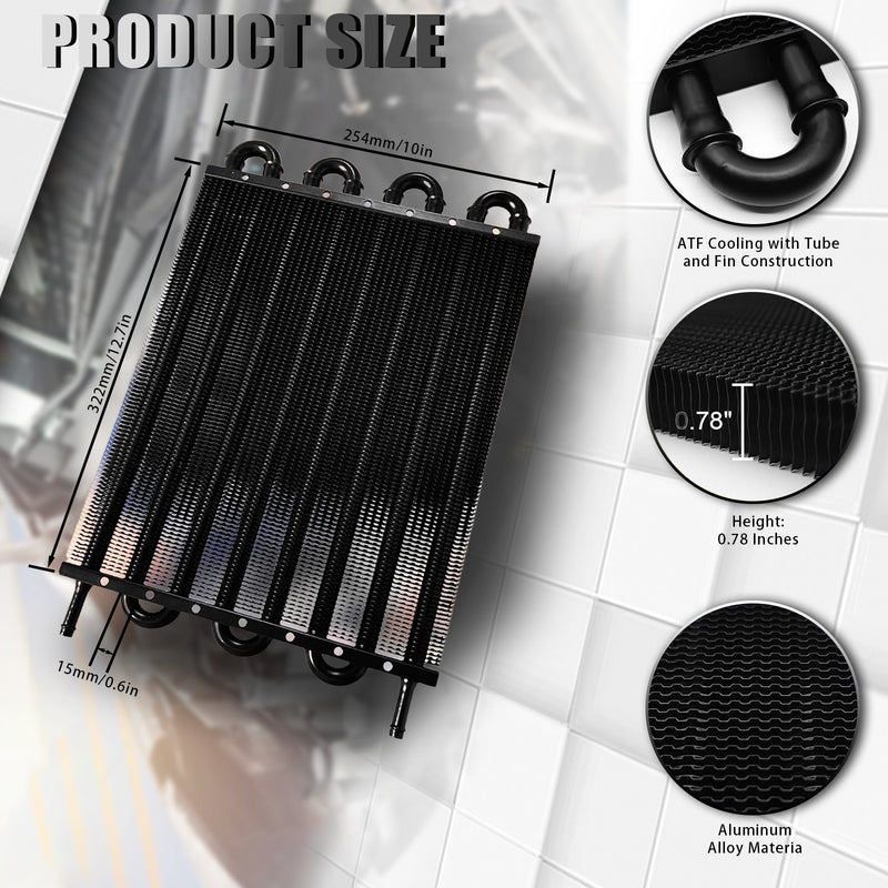 Universal 8 Rows Aluminum Remote Transmission Oil Cooler Radiator Converter Set