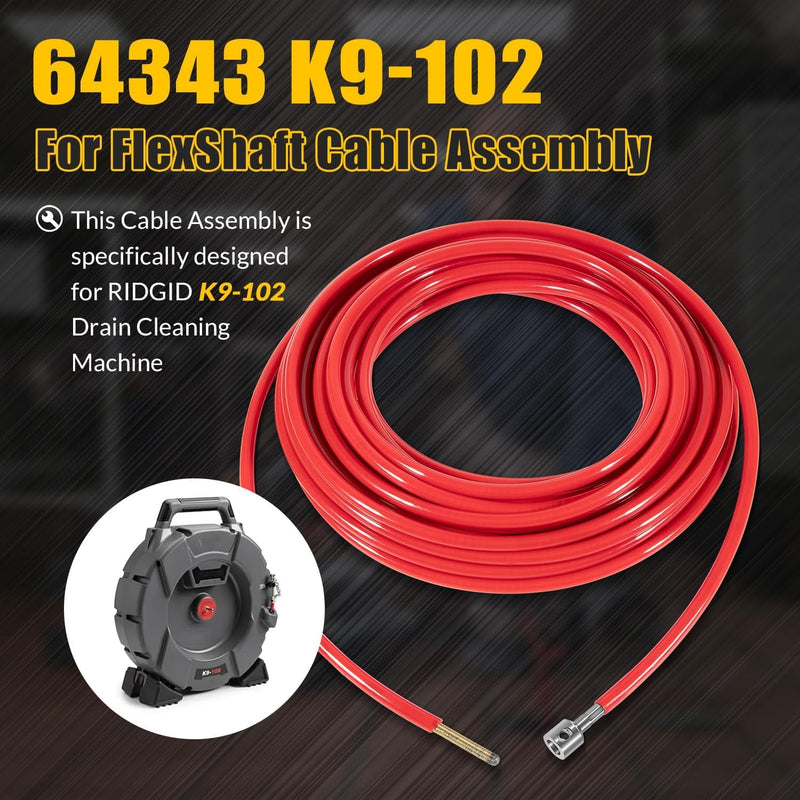 64343 K9-102 FlexShaft Cable Assembly for 1-1/4 to 2 in Pipes 50ft