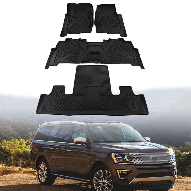 All Weather Floor Mats for Ford Expedition 2018-2024 3 Rows TPE Rubber Liners