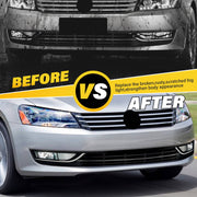 DURAFORCE Front Bumper Fog Lights Corner Lamp & Lower Grille for VW Passat 2012-2015 7PC