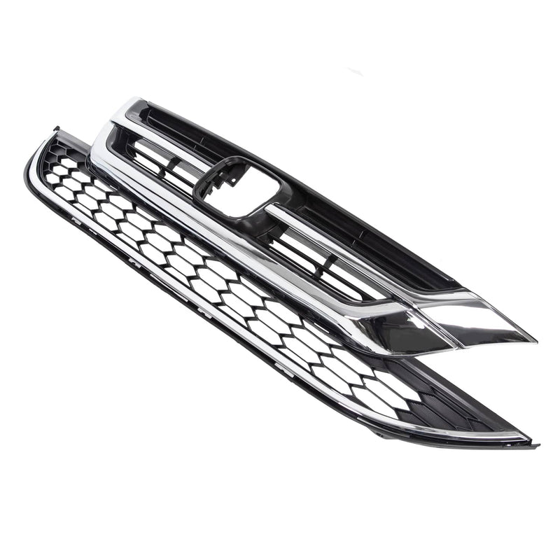 DURAFORCE Front Bumper Upper & Lower Grille ABS Chrome for Honda CRV CR-V 2010 2011