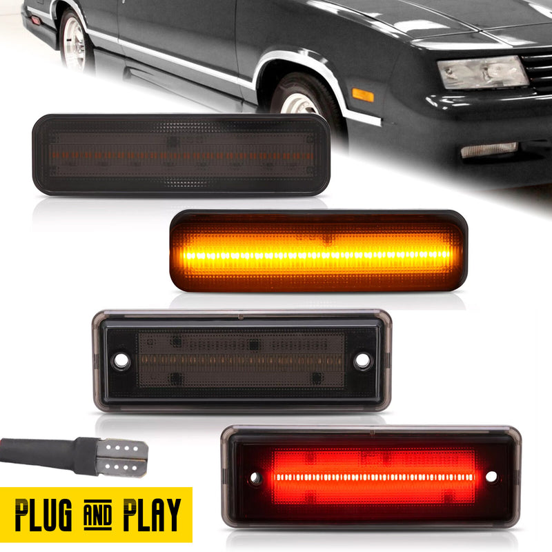 Smoke LED Front & Rear Side Marker Lights for El Camino & Caballero 1978-1987 4x