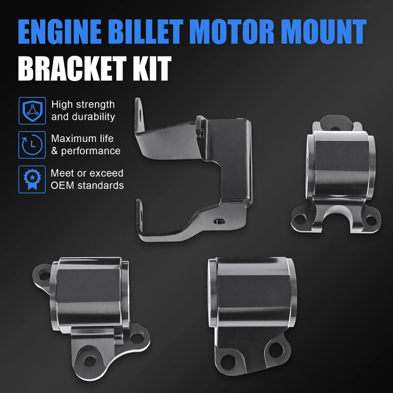 2-Bolt Engine Motor Mount Kit for Honda Civic 1996-2000 B/D-Series Billet Alumin