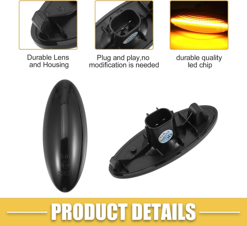 Smoke Lens Amber LED Signal Side Marker Lights for Toyota Yaris Hatchback XP90 2