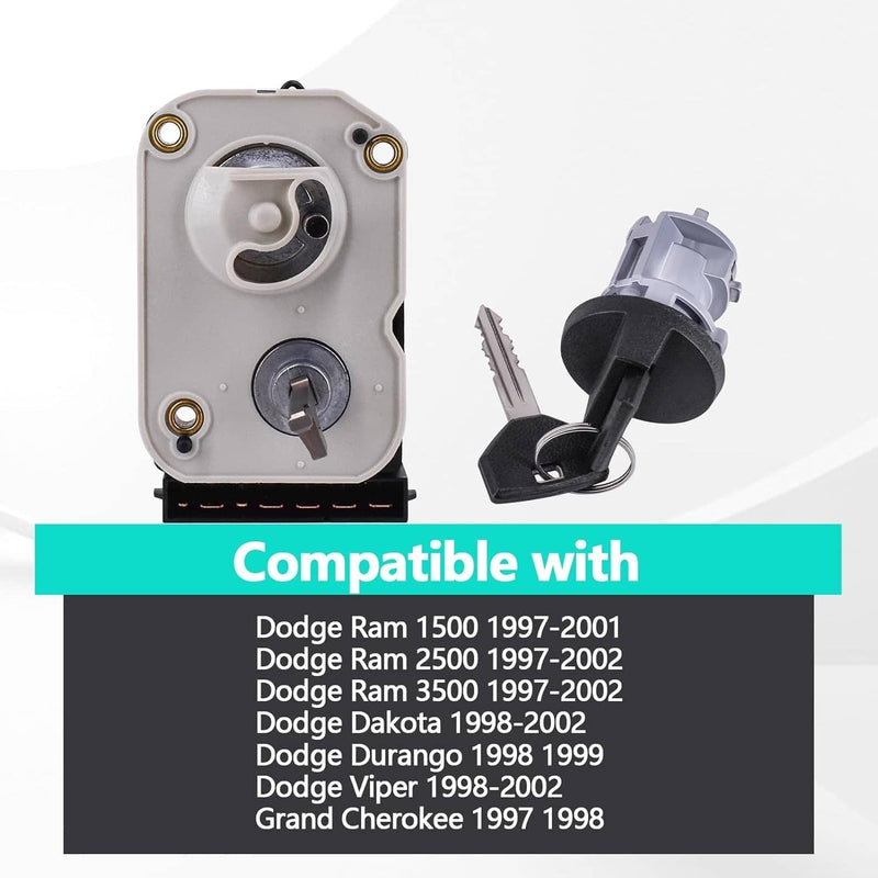 Ignition Switch Lock Cylinder Assembly with 2 Keys for Dodge Ram 1500 2500 1994-
