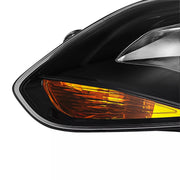 DURAFORCE Black Left Driver Side Headlights Clear Lens Halogen for Ford Focus 2012-2014