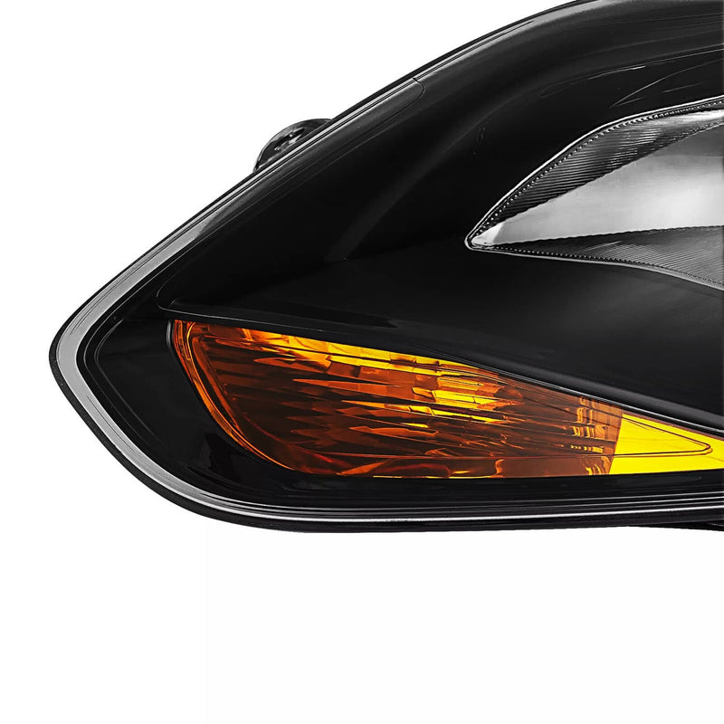 DURAFORCE Black Left Driver Side Headlights Clear Lens Halogen for Ford Focus 2012-2014