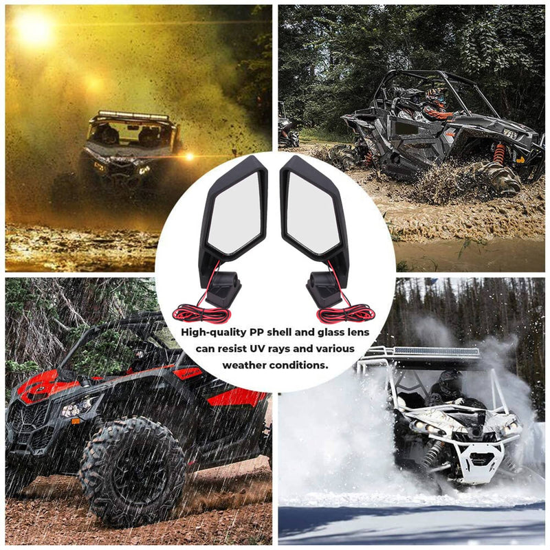 UTV Racing Rearview Mirrors LED Light Fit For Can Am Maverick X3 MAX Turbo 17-24