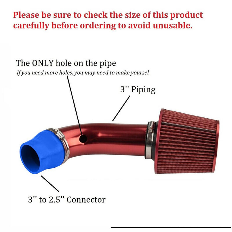3" 76mm Cold Air Intake Filter Induction Kit Pipe Power Flow Hose System