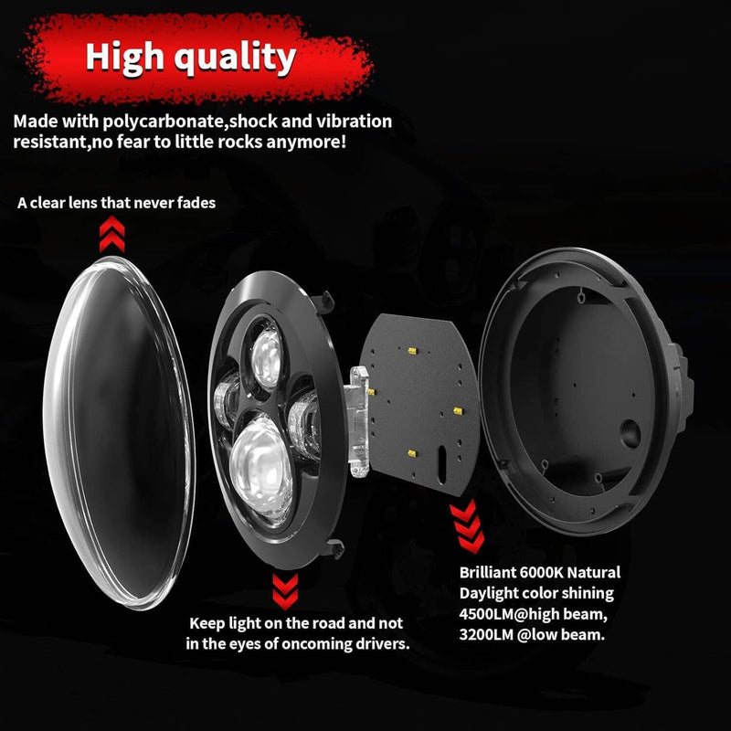 7 Inch 140W LED Headlight Hi/Lo and 4.5 Inch 80W Fog Light for Harley Davidson