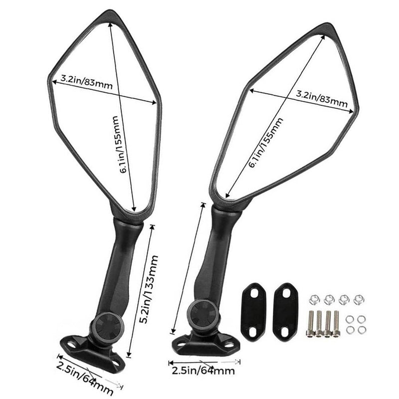 Black L & R Rear View Mirrors for Kawasaki Ninja ZX6R ZX636 2013 2014 2015 2016