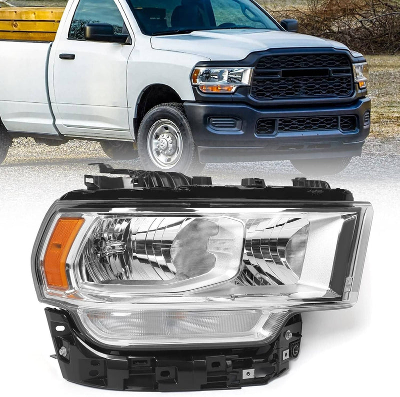 Halogen Chrome Headlight Assy Right Passenger Side for RAM 2500 3500 2019-2024