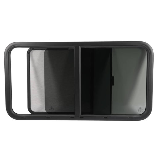 DURAFORCE 42" W x 22" H Teardrop RV Window for Camper Horizontal Sliding Glass w/ Trim