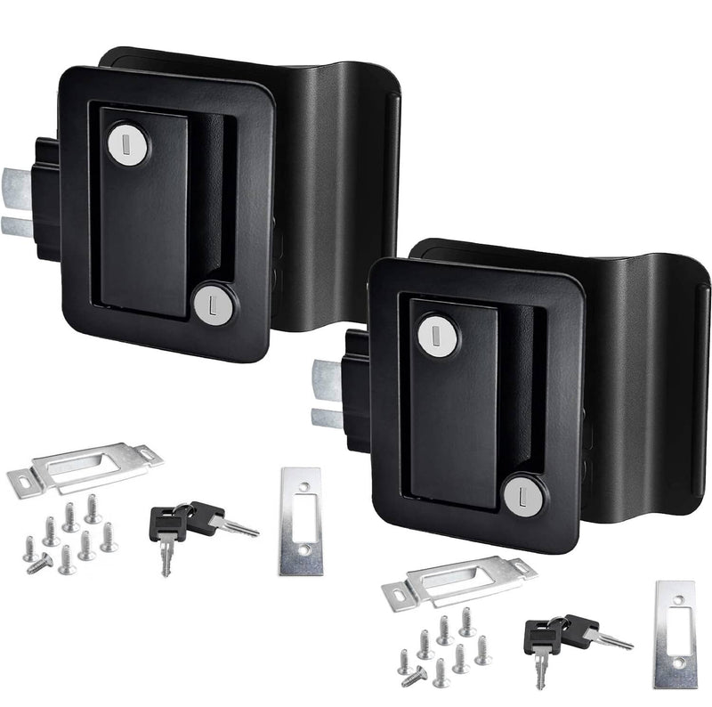 2Pcs Black RV Paddle Entry Door Lock Latch Handle Knob Deadbolt Camper Trailer