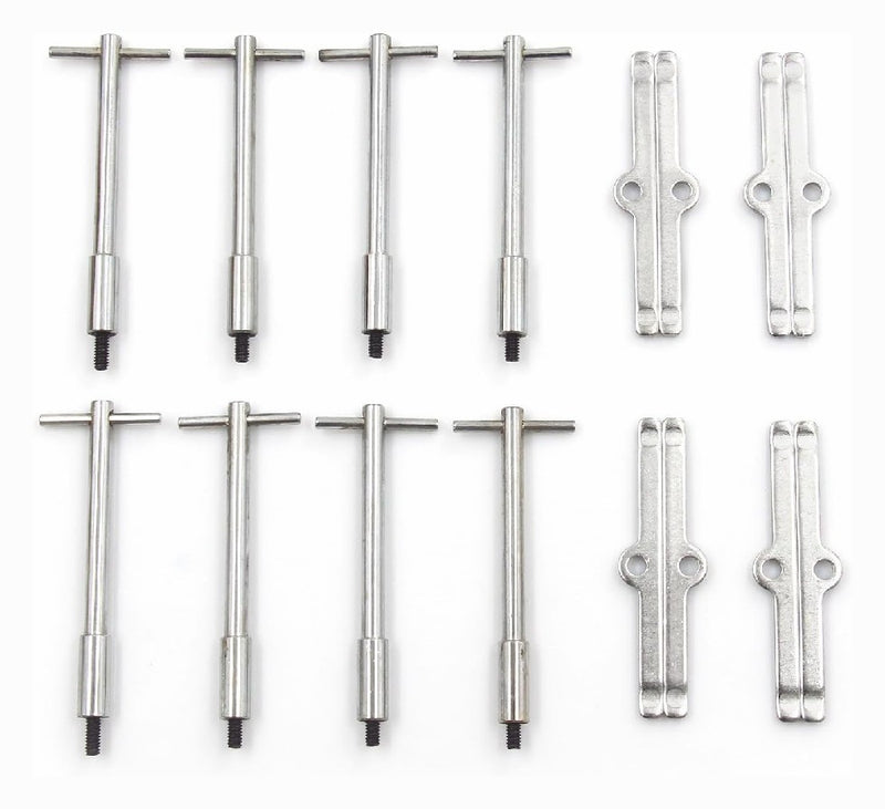 Chrome Tall T-Bar Valve Cover Hold Down Set for Chevy SBC 283 327 350 Bolts Tabs