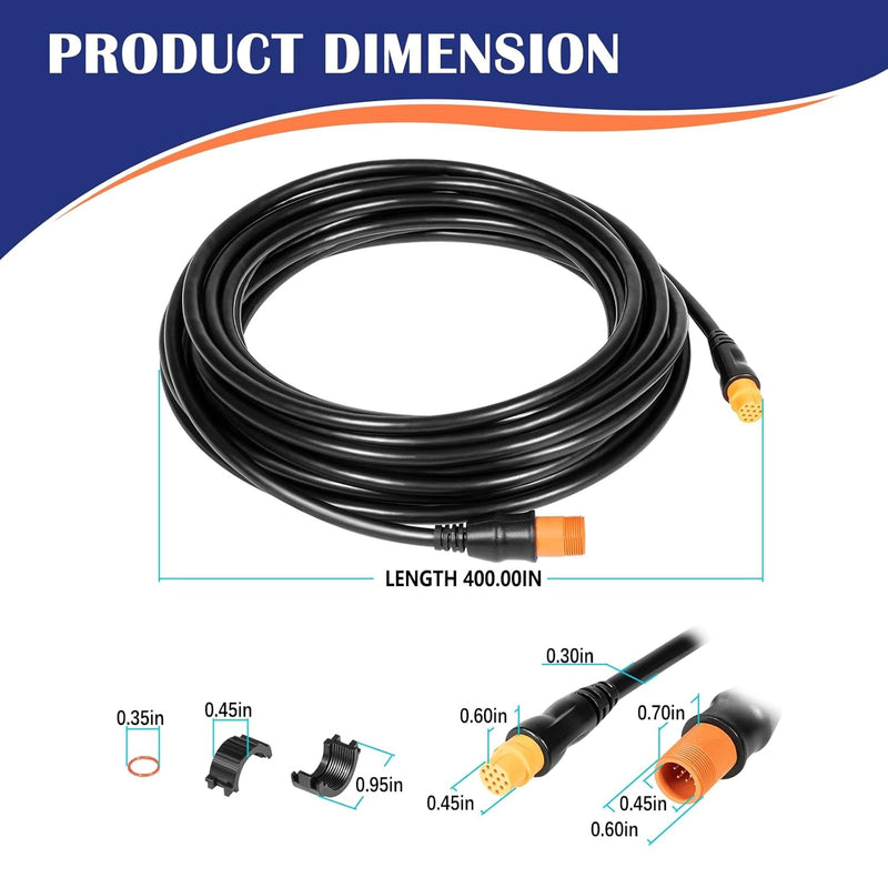 010-11617-42 Transducer Extension Cable 12 Pin 30 ft for Garmin