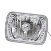 DURAFORCE Pair For Mazda B2200 B2600 RX-7 5X7" 7X6" H4 LED Blue Halo Headlights W/O Bulbs