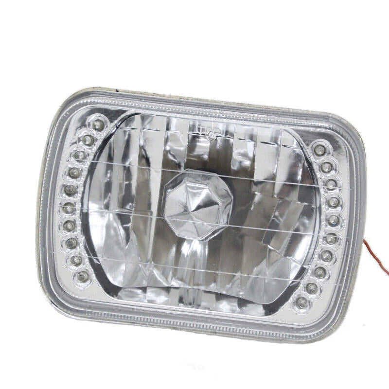 DURAFORCE Pair For Mazda B2200 B2600 RX-7 5X7" 7X6" H4 LED Blue Halo Headlights W/O Bulbs