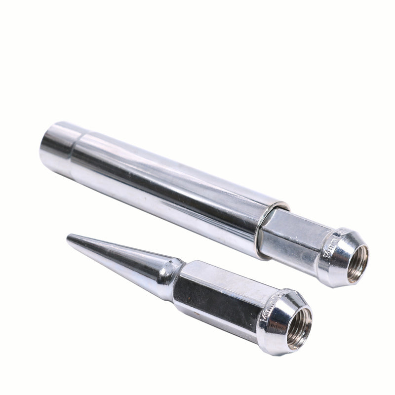 24 PCS M14x1.5 Spike Lug Nuts Chrome for Chevy Silverado Tahoe 4.4" With Key