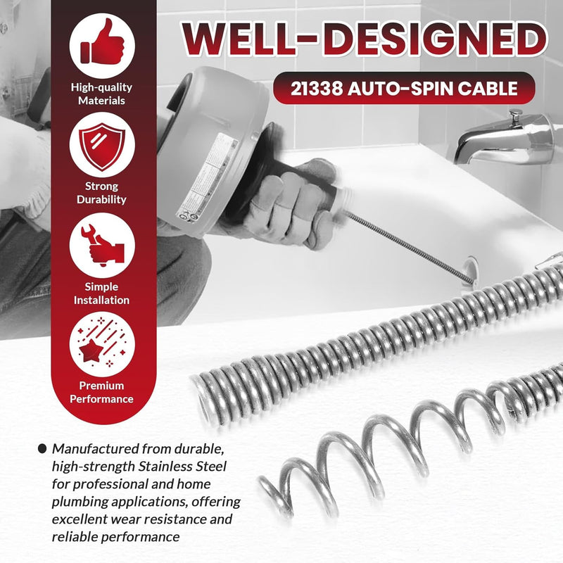 21338 Auto-Spin Drain Cable 1/4'' x 30 ft for RIDGID K-45