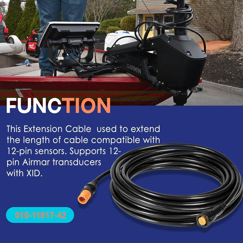 010-11617-42 Transducer Extension Cable 12 Pin 30 ft for Garmin