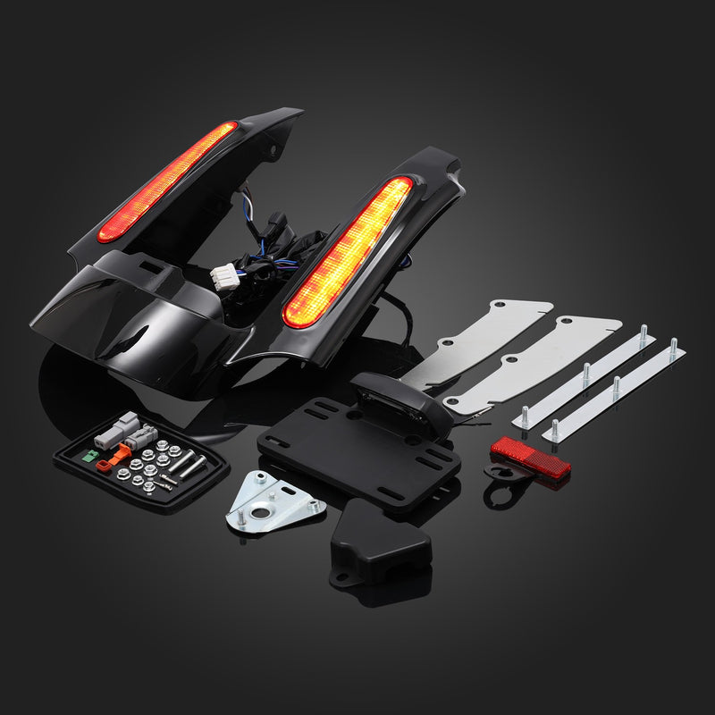 Rear Fender Extension with LED Red Amber Light for Harley Touring 2009-2013