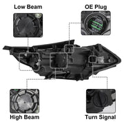 DURAFORCE LED DRL Headlights w/ Bulbs Headlamps Left & Right for 2016-2018 for Kia Optima