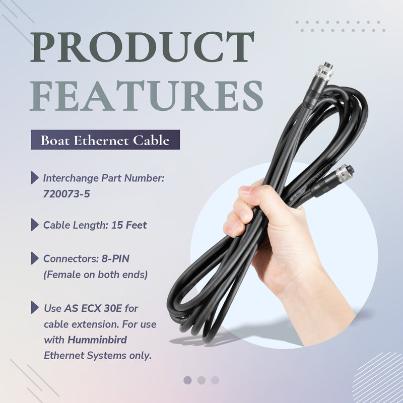 HB 720073-5 15 Foot Ethernet Cable for Humminbird Helix 15 AS EC 15E 15ft