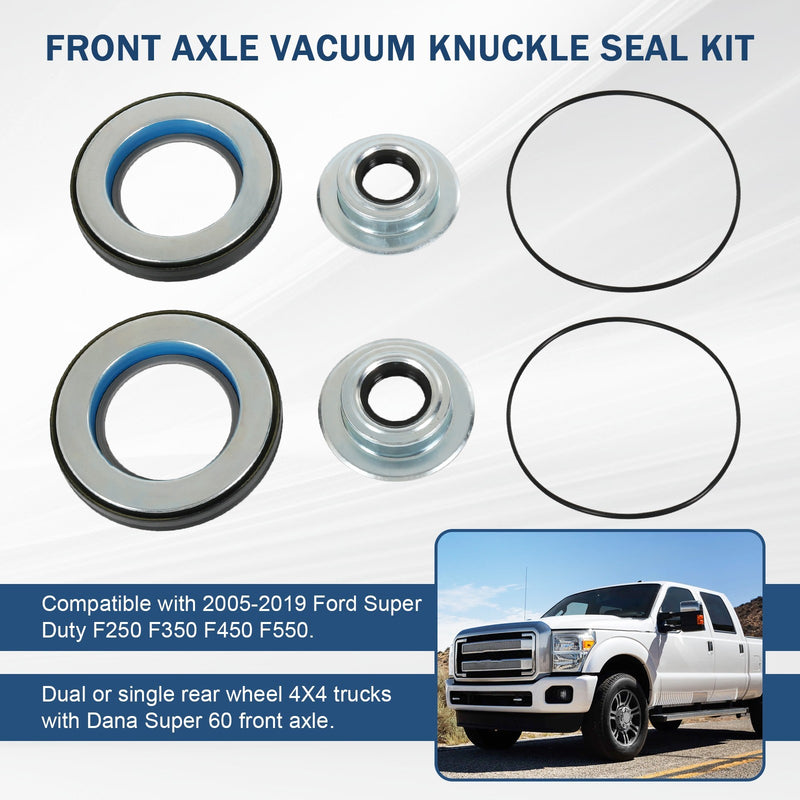 Front Axle Knuckle Vacuum Seal Kit Fits 05-19 Ford F250 F350 F450 F550 Super Dut
