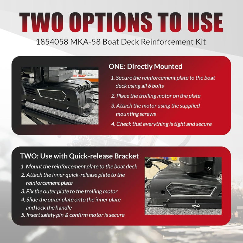 1854058 MKA-58 Boat Deck Reinforcement Kit for Minn Kota Quest Series Black