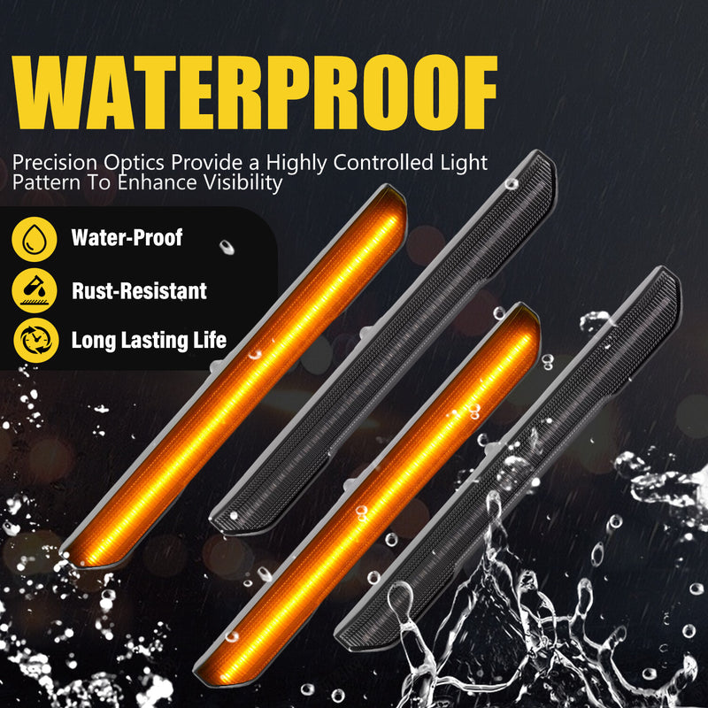 Smoke Lens Amber LED Side Marker Light for GMC Sierra 2500 3500 HD 2020+ 4PCs