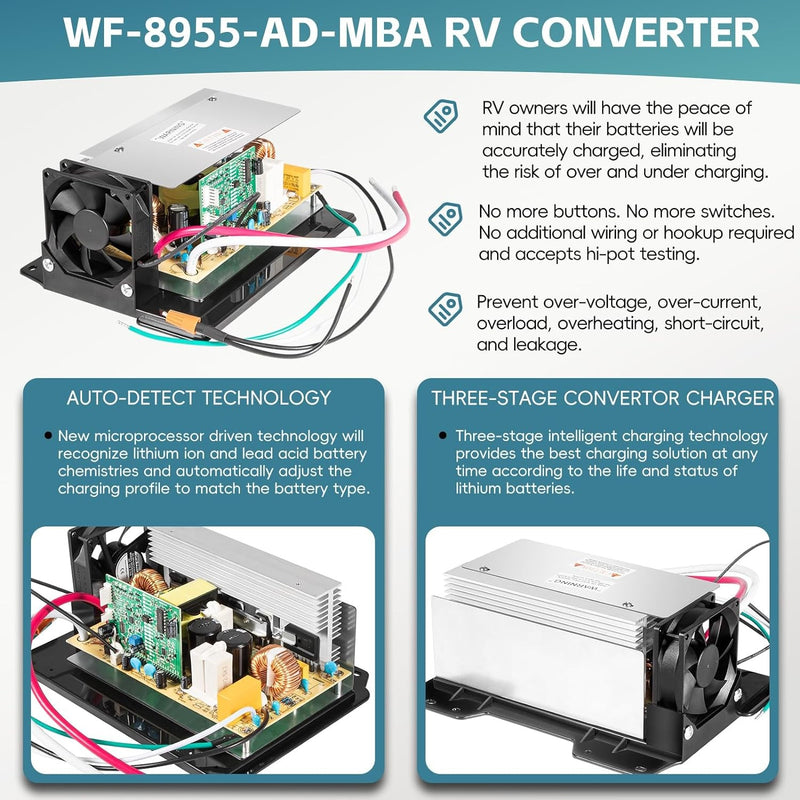 WF-8955-MBA Power Converter Assembly 55Amp 105-130VAC 950W for WFCO