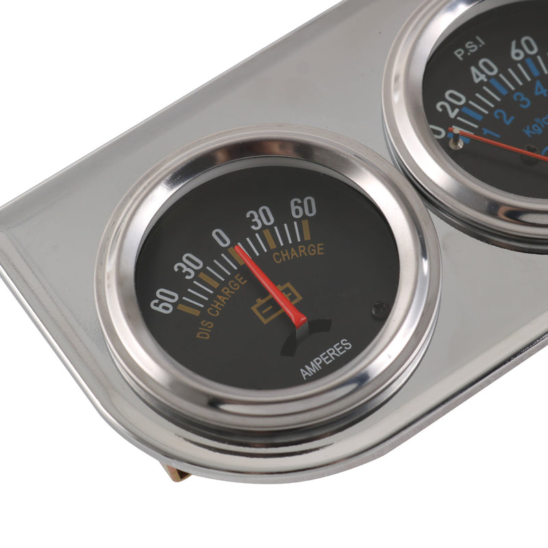 52mm Chrome Triple Gauge Set Kit Amp Water Temp Oil Pressure 3 in 1