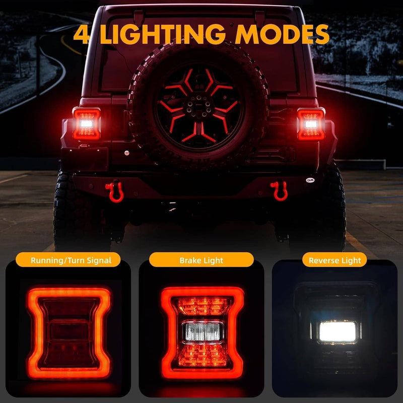 LED Tail Lights Pair for Jeep Wrangler JK JKU 07-18 Rear Brake Turn Signal Lamps