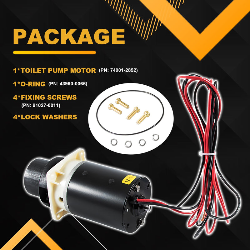 37072-0092 Motor Pump 12V Quiet Flush Designer Series Electric Toilets Replace