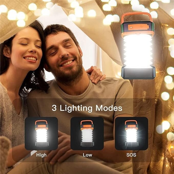Solar Rechargeable LED Flashlight Camping Tent Light Torch Lantern Lamp