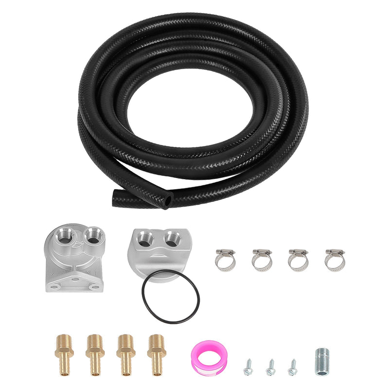 Universal Remote Oil Filter Kit Single Filter 3/4-16 Thread 10ft Hose