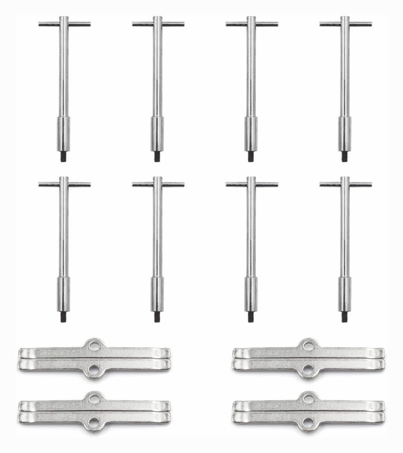Chrome Tall T-Bar Valve Cover Hold Down Set for Chevy SBC 283 327 350 Bolts Tabs