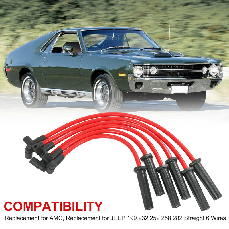 HEI Distributor Spark Plug Wire Set for Jeep CJ Wrangler 4.2L 258 10.2mm 6 Piece