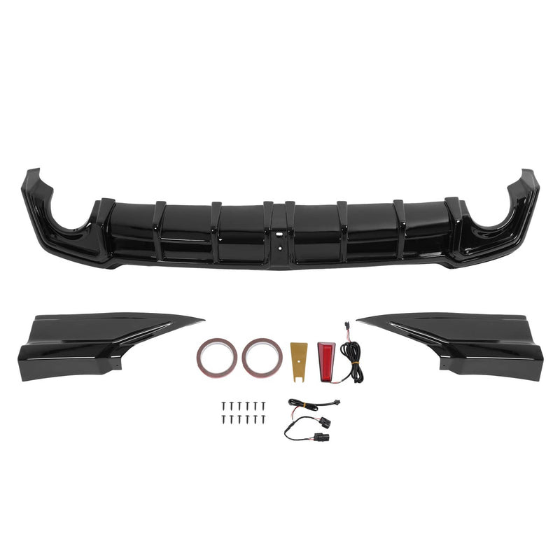 DURAFORCE Rear Bumper Diffuser Corner Spat With LED Light for Honda Civic 22-26 Black
