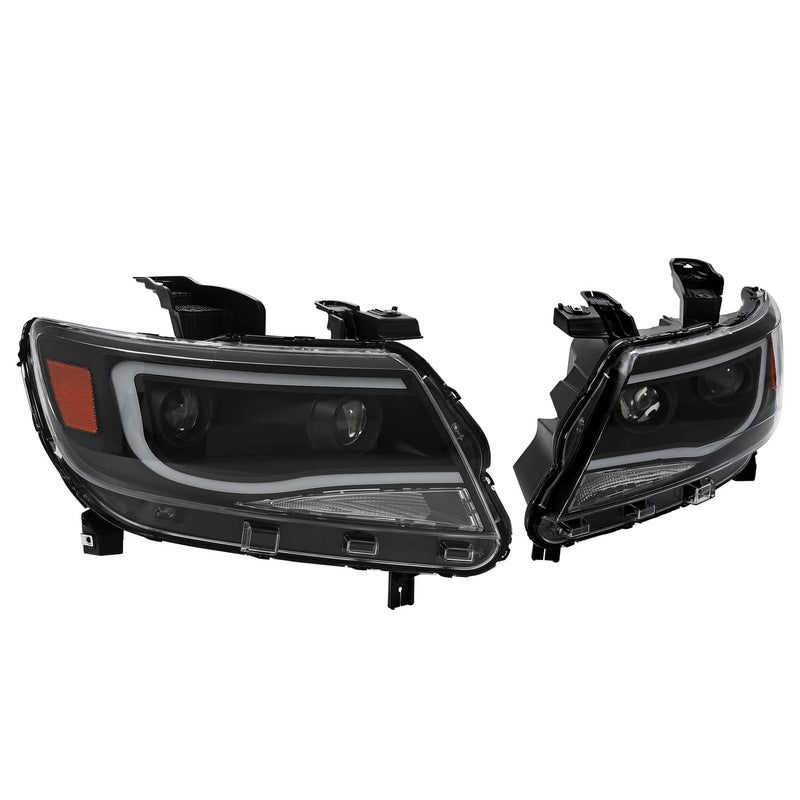 DURAFORCE Black LED DRL Dual Square Projector Headlights for Chevy Colorado 2015-2022