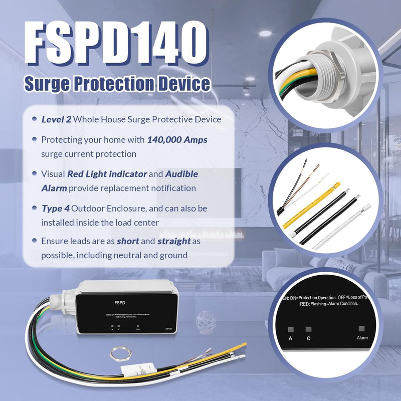 FSPD140 Surge Protection Device Level 2 Rated for 140,000 Amps