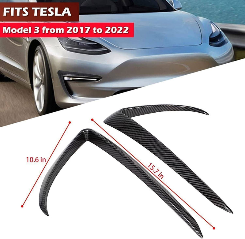 Front Fog Light Eyebrow Cover Trim Carbon Fiber Style for Tesla Model 3 2017+