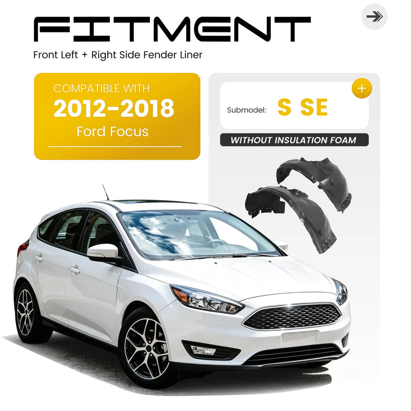 Front Fender Liners Left Right for Ford Focus 2012-2018 Replacement Pair