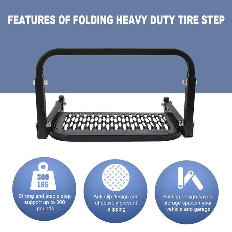 Tire Step for Pickup Truck SUV Adjustable Tire Mounted Auto Step 300 lbs Max