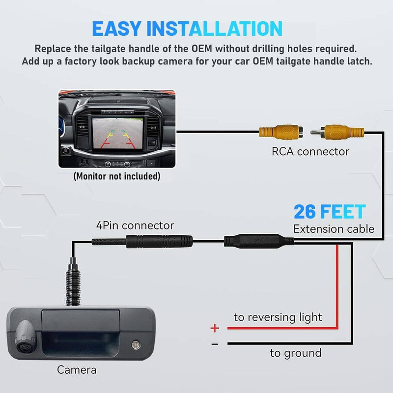 Backup Camera Rear Latch Tailgate Handle for Dodge Ram 1500 2500 3500 09-17